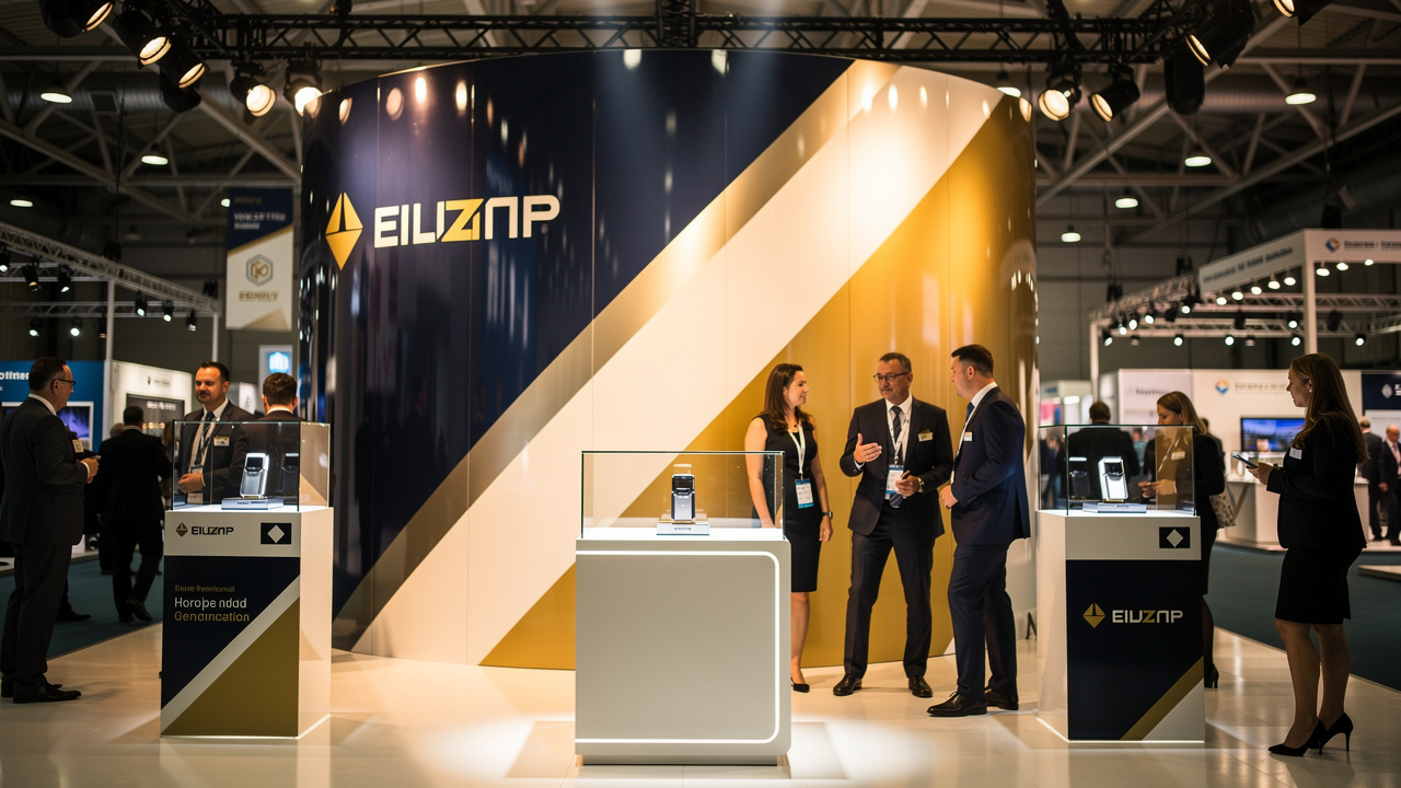 Premium acrylic exhibition backdrop at Dubai trade show stand