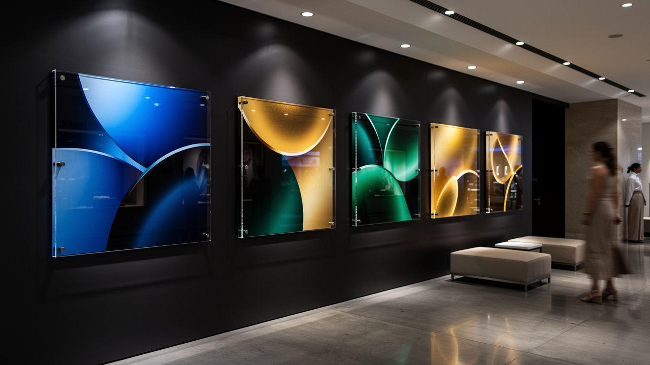 Premium UV acrylic display panels in luxury Dubai retail store