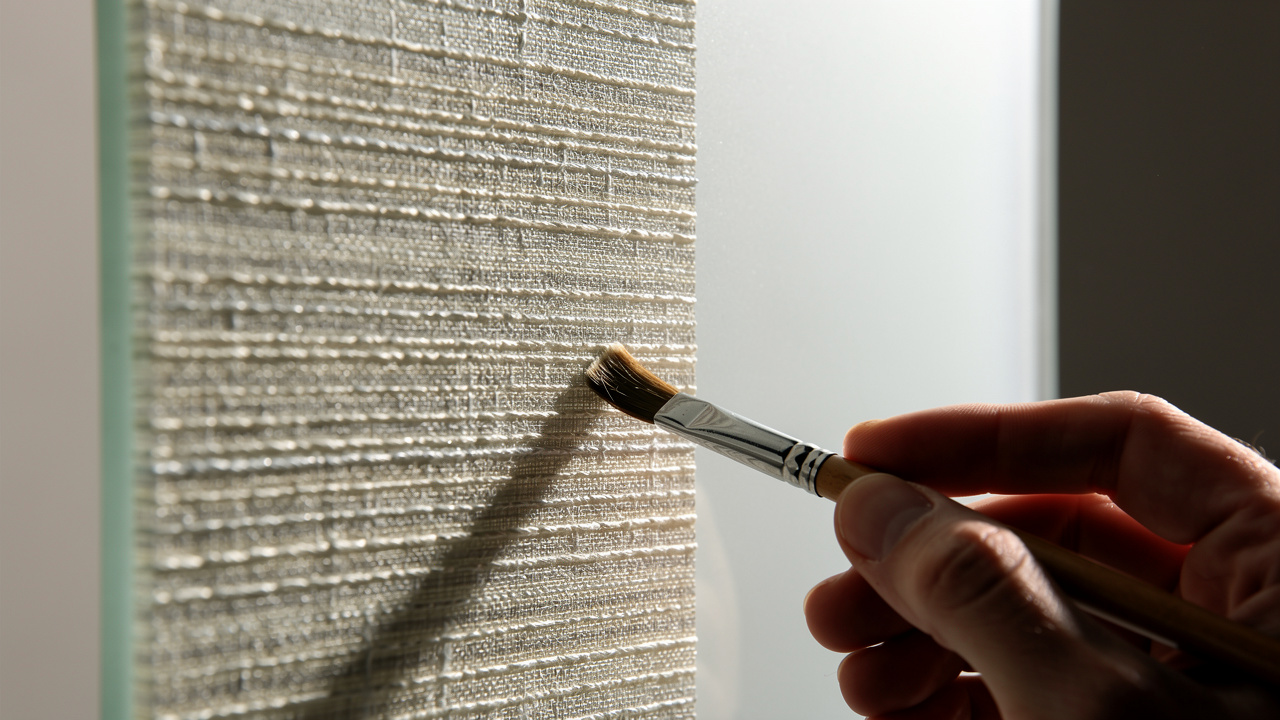Tactile UV-printed glass surface with raised ink texture