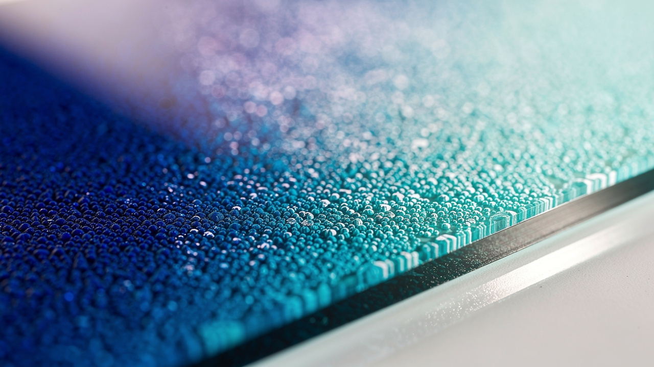Close-up of UV-printed glass showing sharp color detail