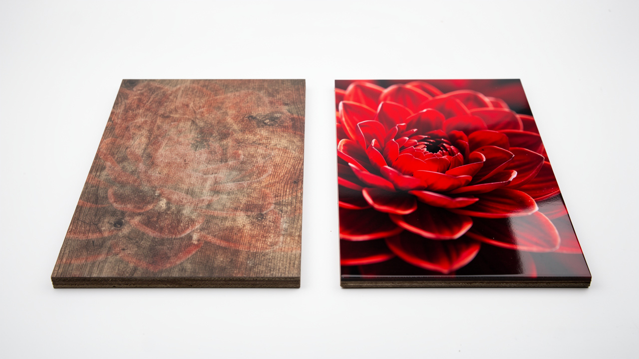 Side-by-side comparison of UV printing versus traditional printing on wood